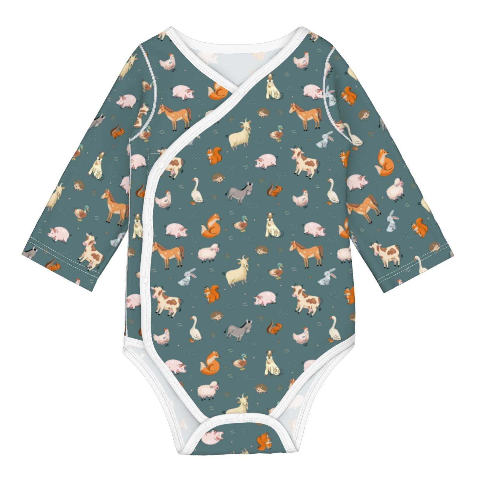 Gaeub Farm Animal Unisex Babies' LongSleeve Bodysuit 100 Organic