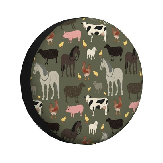 Gaeub Farm Animals 14-17in Tire Cover, Spare Tire Cover, for Camper Caravan, Trailer, Car, Truck, SUV, Jeep - 16 inch