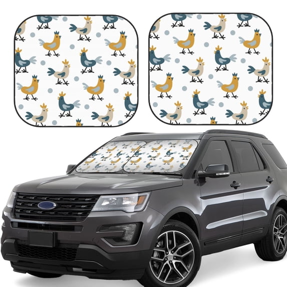 Gaeub Farm Roosters Foldable Auto Sun Blocker Visor, Sunshade for Car Front Window, Keeps Your Vehicle Cool - Large