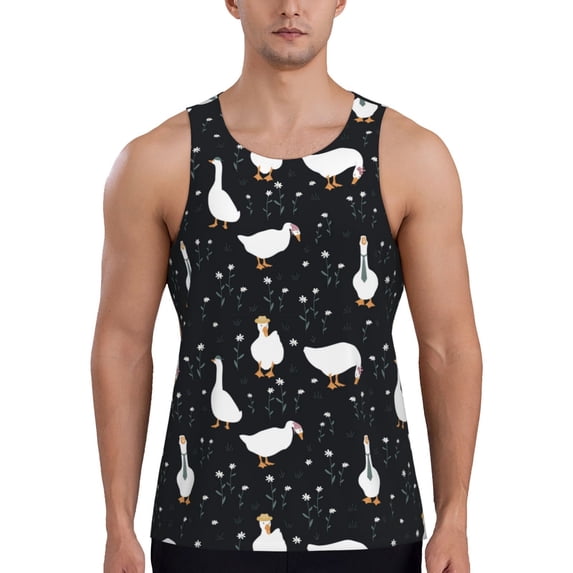 Gaeub Fashionable Goose Men's Athletic Tank Top, Workout Sleeveless Shirts, Running Tank Tops for Gym, Running, Training - Large