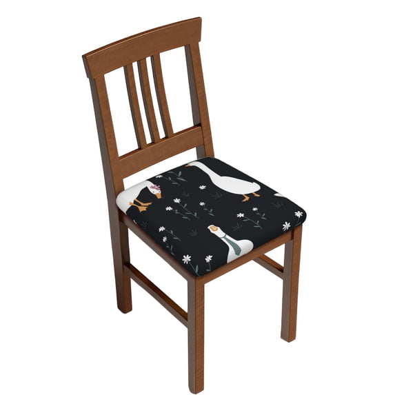 Gaeub Fashionable Goose Square Chair Seat Covers, Stretch Fitted Printed Chair Seat Cushion Cover for Kitchen, Office - One Size