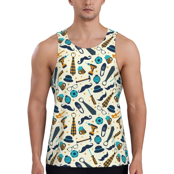 Gaeub Fathers day Men's Athletic Tank Top, Workout Sleeveless Shirts, Running Tank Tops for Gym, Running, Training - XX-Large