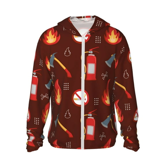 Gaeub Fire Extinguisher Men's and Women's UPF 50+ Long-Sleeved Sun Protection Clothing, Fishing Shirt Long Sleeve Zip - Small