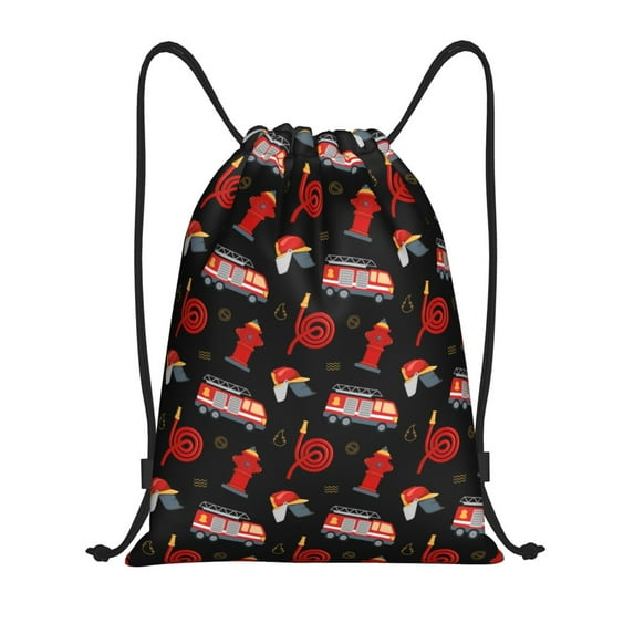 Gaeub Fire Fighting Drawstring Backpack Bag Sport Gym Sackpack Heavy Duty String Backpack for Men Women-Medium