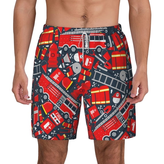 Gaeub Fire Sign Mens Swim Trunks Stretch Beach Shorts Quick Dry for Men Swim Shorts Swimwear with Pockets- Large