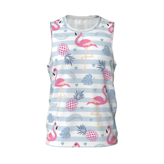 Gaeub Flamingo and Pineapple Men's Mesh Basketball Jersey, Quick-Drying Sleeveless Top S-4XL, Loose Muscle Tank Top -3X-Large