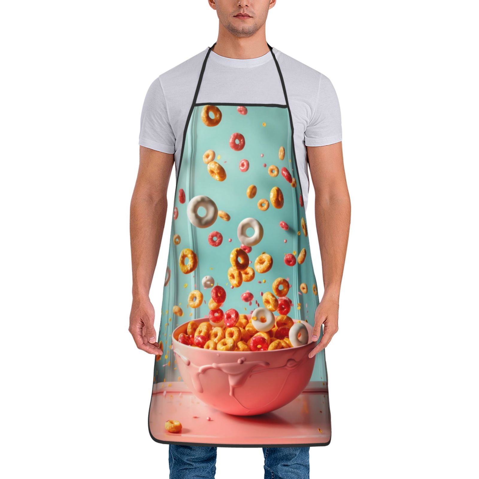 Gaeub Floating Colorful Cereal Print Apron for Men and Women,Waterproof ...