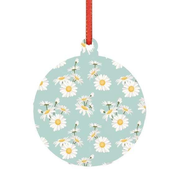 Gaeub Floral Daisy Print Christmas Ornaments for Christmas Tree,Christmas Decor,Christmas Decorative Hanging Pendants,Acrylic Christmas Decorations -Round Shape