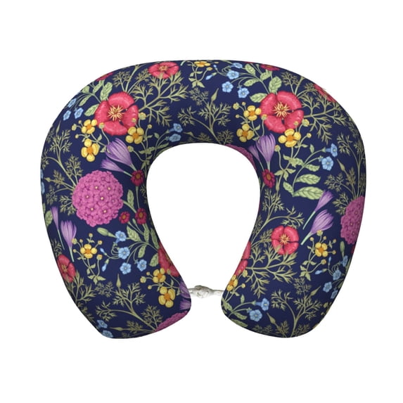 Gaeub Floral Print Memory Foam Travel Pillow,U-Shaped Neck Pillow,Head Neck Support Airplane Pillow,Flight Pillow for Traveling,Car,Home,Office,Washable Cover
