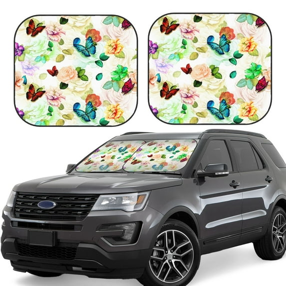 Gaeub Floral Vintage Foldable Auto Sun Blocker Visor, Sunshade for Car Front Window, Keeps Your Vehicle Cool - Large