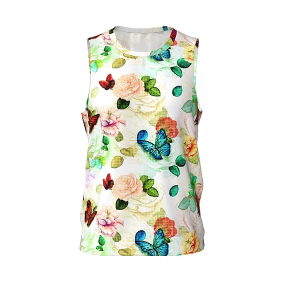 Gaeub Floral Vintage Men's Mesh Basketball Jersey, Quick-Drying Sleeveless Top S-4XL, Loose Muscle Tank Top -Small