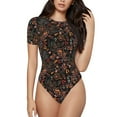 thumbnail image 1 of Gaeub Floral Women'S Short Sleeve One Piece Swimsuit Sexy High-Waisted Bodysuit For Swimming, Beach, Sports - Small, 1 of 9