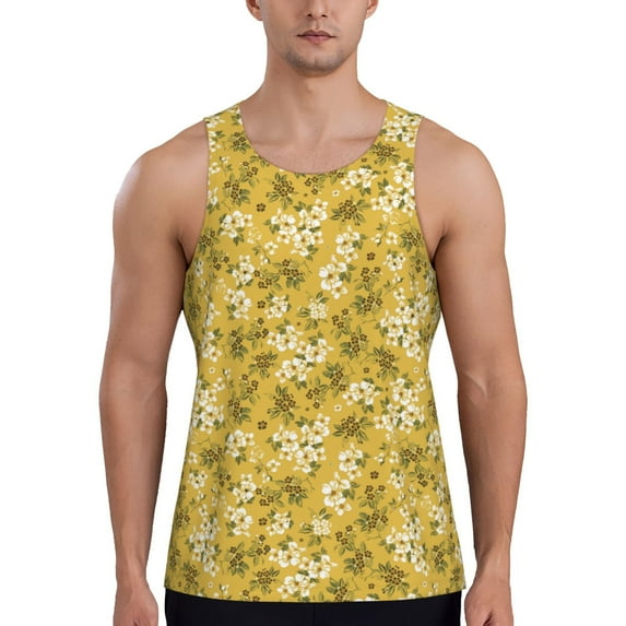 Gaeub Flower Men's Athletic Tank Top, Workout Sleeveless Shirts, Running Tank Tops for Gym, Running, Training - X-Large