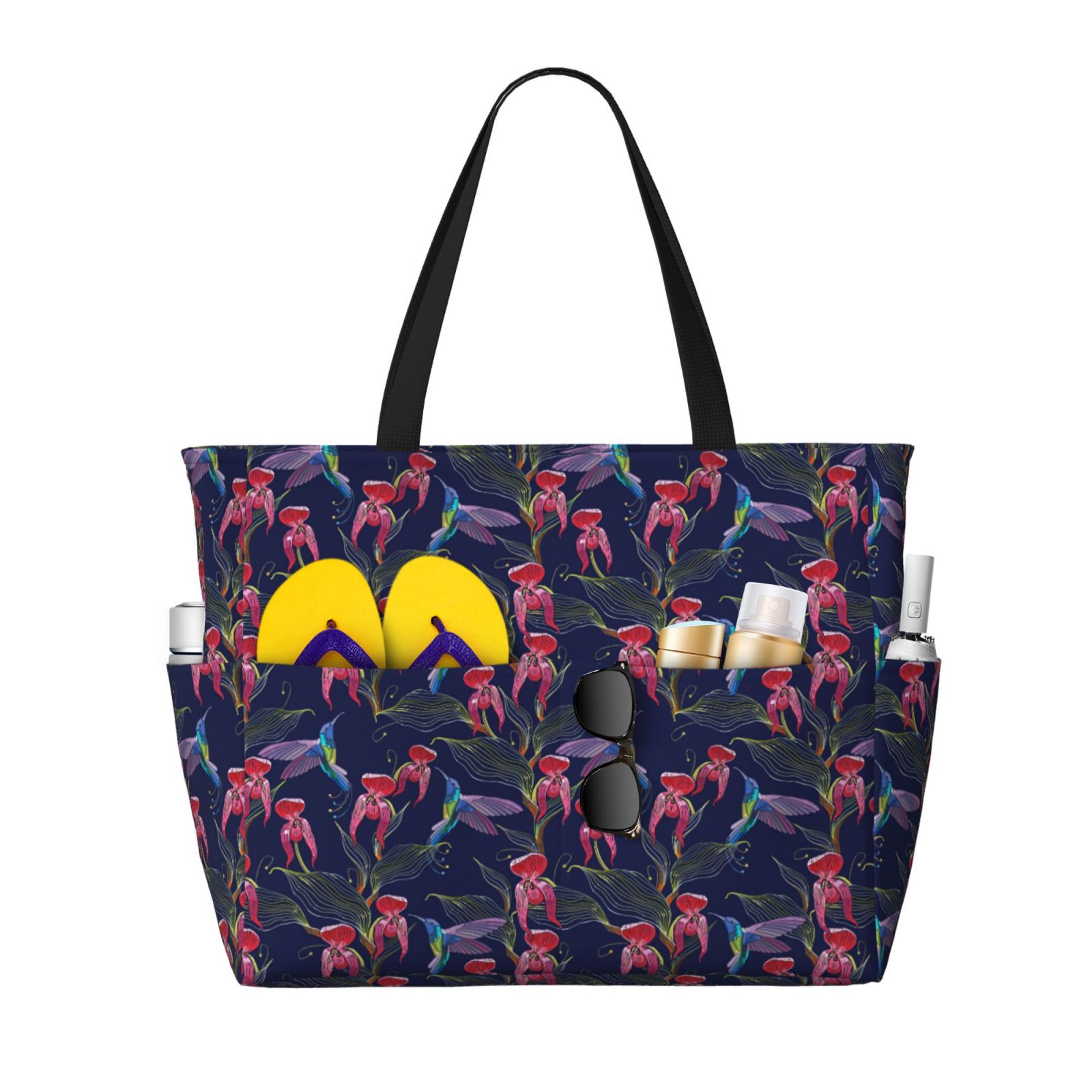 Gaeub Flowers And Humming Bird Print Beach Bag,Large Tote Bag ...