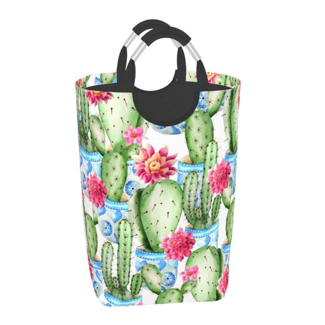 Gaeub Flowers and Cactus Print 50L Large Laundry Hampers with Handles
