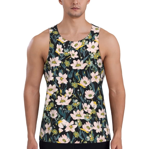 Gaeub Flowers Men's Athletic Tank Top, Workout Sleeveless Shirts, Running Tank Tops for Gym, Running, Training - 3X-Large