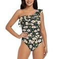 thumbnail image 1 of Gaeub Flowers Women's One Shoulder Ruffle Tummy Control Swimwear for Swimming Surfing Beach Party - X-Large, 1 of 8