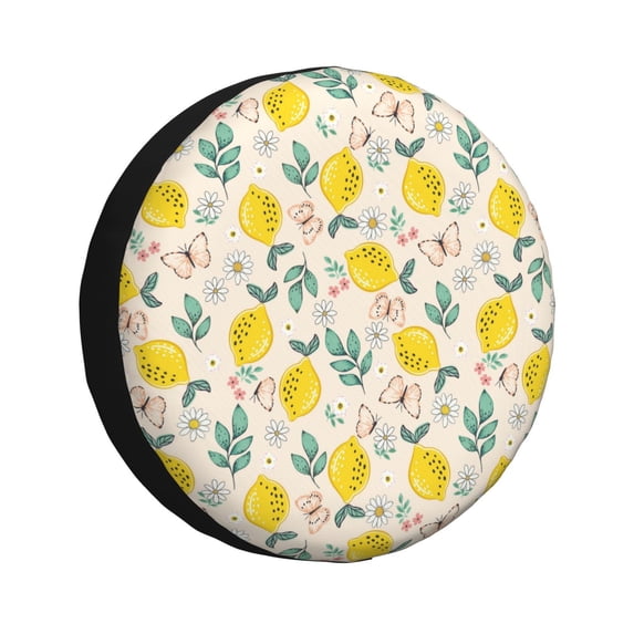 Gaeub Flowers and Butterflies 14-17in Tire Cover, Spare Tire Cover, for Camper Caravan, Trailer, Car, Truck, SUV, Jeep - 17 inch