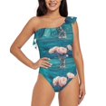 thumbnail image 1 of Gaeub Flowers in Glass Vase Women's One Shoulder Ruffle Tummy Control Swimwear for Swimming Surfing Beach Party - XX-Large, 1 of 8