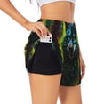thumbnail image 1 of Gaeub Fluorescent Wolf Print Women's Athletic Shorts,High Waisted Running Shorts,Pocket Sporty Short,Gym Elastic Workout Shorts-Medium, 1 of 7