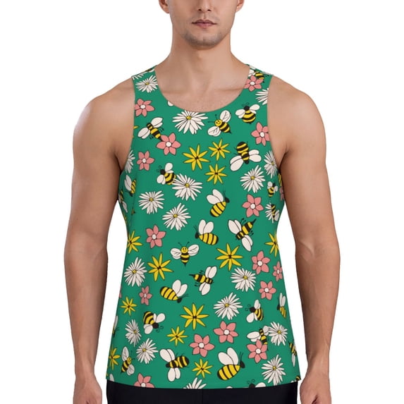 Gaeub Flying Bees Men's Athletic Tank Top, Workout Sleeveless Shirts, Running Tank Tops for Gym, Running, Training - X-Large