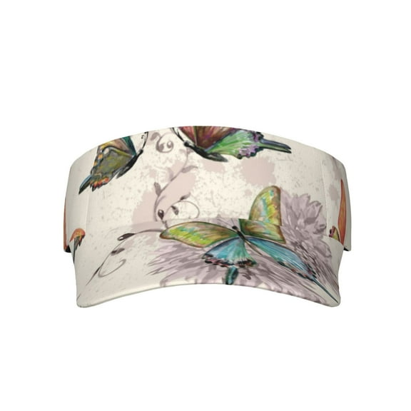 Gaeub Flying Butterflies-1 Sun Visor Hats with Empty Top and Adjustable, UV Protection for Golf Tennis Cycling Running