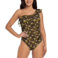 thumbnail image 1 of Gaeub Flying Furry Honey Bees Women's One Shoulder Ruffle Tummy Control Swimwear for Swimming Surfing Beach Party - X-Large, 1 of 8