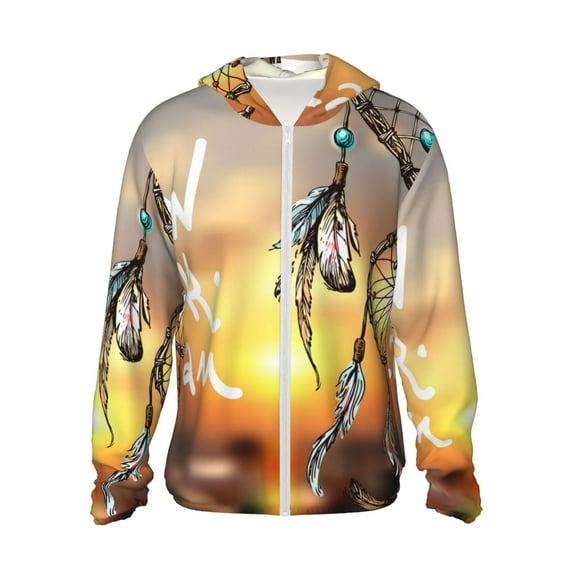 Gaeub Follow Your Dream Dreamcatcher Men's and Women's UPF 50+ Long-Sleeved Sun Protection Clothing, Fishing Shirt Long Sleeve Zip-Large