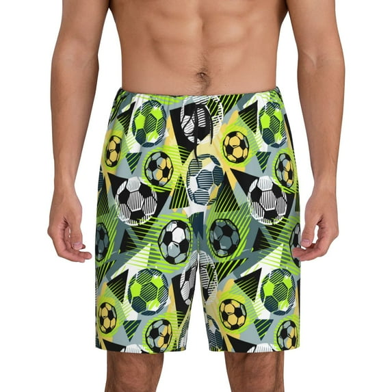 Gaeub Football Doodle Printed Men's Short Pajama Pants, Lightweight Lounge & Sleep Bottoms Keep You Cool - 4X-Large