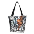 thumbnail image 1 of Gaeub Four Running Horses Printed Tote Bag Grocery Bag Reusable Shoulder Bag with Zip for School Kitchen Park DIY, 1 of 9