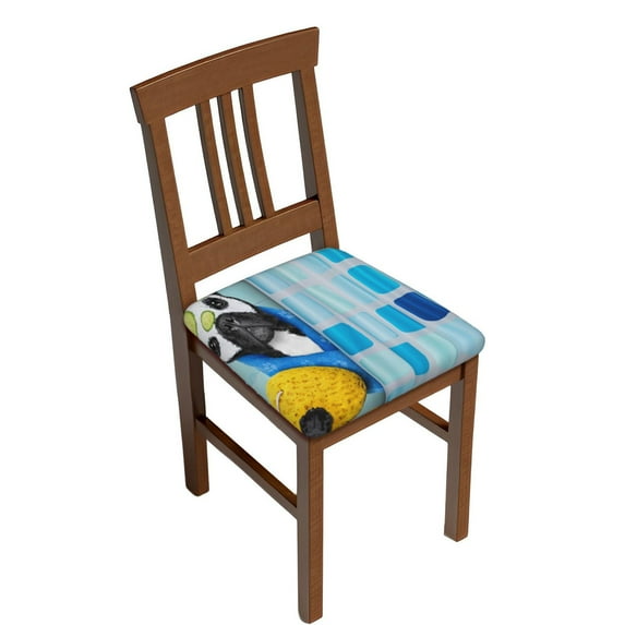 Gaeub French Bulldog Dog in a Bathtub Square Chair Seat Covers, Stretch Fitted Printed Chair Seat Cushion Cover for Kitchen, Office - One Size