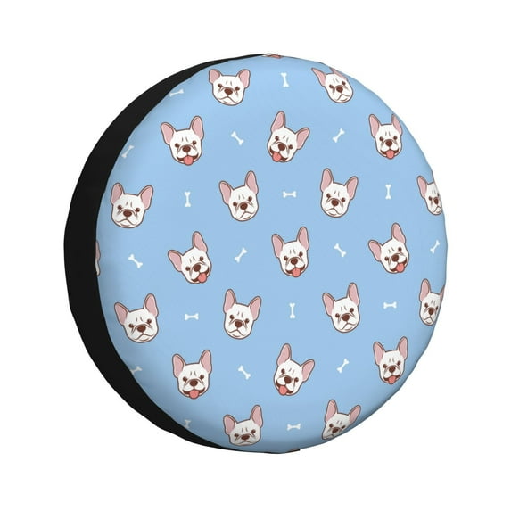 Gaeub French Bulldog Head 14-17in Tire Cover, Spare Tire Cover, for Camper Caravan, Trailer, Car, Truck, SUV, Jeep - 14 inch