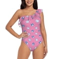 thumbnail image 1 of Gaeub French Bulldog Women's One Shoulder Ruffle Tummy Control Swimwear for Swimming Surfing Beach Party - Small, 1 of 8