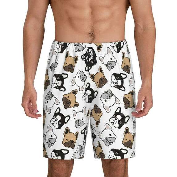 Gaeub French Bulldog3 Printed Men's Short Pajama Pants, Lightweight Lounge & Sleep Bottoms Keep You Cool - Small