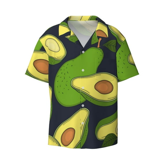Gaeub Fresh Avocado Men's Lapel Short Sleeve Shirt, Relaxed Fit Shirt, Soft and Breathable for Outdoors Party Travel - XX-Large