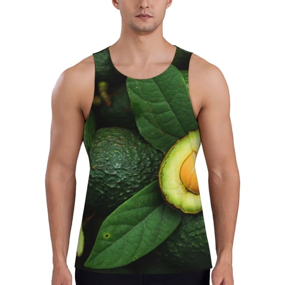 Gaeub Fresh Avocados Men's Athletic Tank Top, Workout Sleeveless Shirts, Running Tank Tops for Gym, Running, Training - X-Large