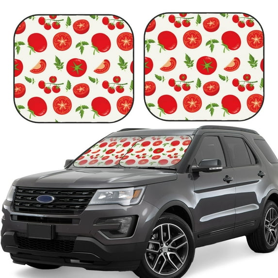Gaeub Fresh Red Tomato Foldable Auto Sun Blocker Visor, Sunshade for Car Front Window, Keeps Your Vehicle Cool - Medium