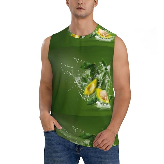 Gaeub Friut Avocado Men's Sleeveless Muscle Shirts Workout Tank Tops, Odor Protection and Comfortable - 3X-Large