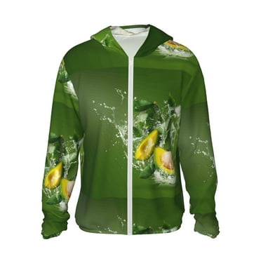Gaeub Friut Avocado Men's and Women's UPF 50+ Long-Sleeved Sun Protection Clothing, Fishing Shirt Long Sleeve Zip - Small