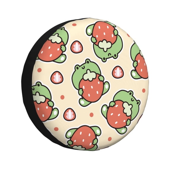 Gaeub Frog Hold Strawberry 14-17in Tire Cover, Spare Tire Cover, for Camper Caravan, Trailer, Car, Truck, SUV, Jeep - 14 inch