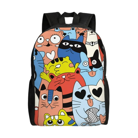 Gaeub Funny Cats Print Unisex Backpacks, College Bookbag,Daypack with Padded 15" Laptop Sleeve,for School, Work, and Travel