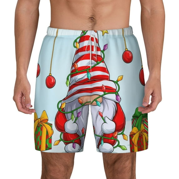 Gaeub Funny Christmas Gnome Mens Swim Trunks Stretch Beach Shorts Quick Dry for Men Swim Shorts Swimwear with Pockets- XX-Large