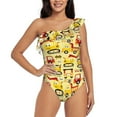 thumbnail image 1 of Gaeub Funny Construction Vehicles Women's One Shoulder Ruffle Tummy Control Swimwear for Swimming Surfing Beach Party - Large, 1 of 8
