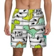 thumbnail image 1 of Gaeub Funny Dinosaurs on Stripes Mens Swim Trunks Stretch Beach Shorts Quick Dry for Men Swim Shorts Swimwear with Pockets- 3X-Large, 1 of 9