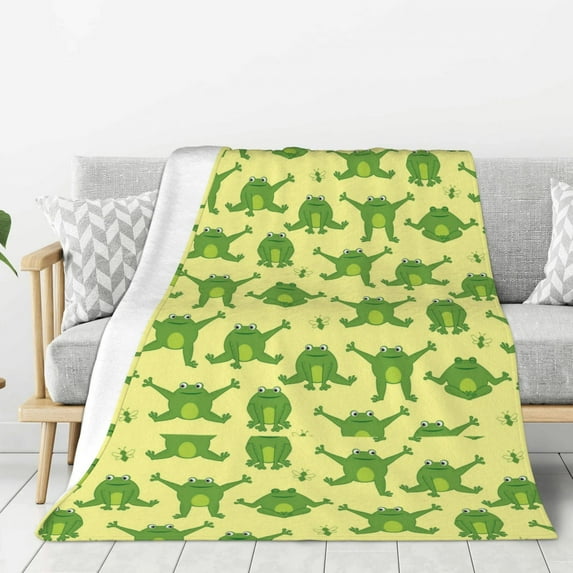 Gaeub Funny Frogs Print Flannel Throw Blanket, Home Fleece Throw Blanket for Couch or Bed,Decorative Blankets,Lightweight Fuzzy Flannel Blanket-50"x40"
