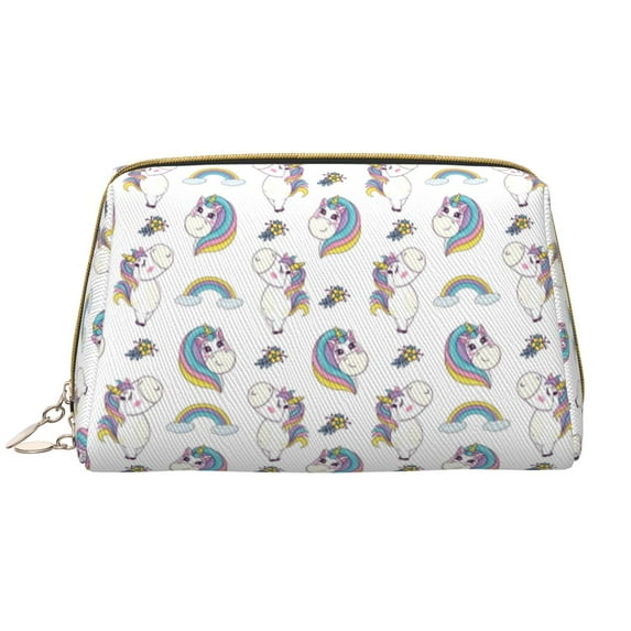 Gaeub Funny Kawaii Unicorns Dancing Printed Travel Cosmetic Bag,Makeup Bag, Large Capacity Toiletry Bag for Women, Portable Pouch Make Up Organizer with Zipper and Divider