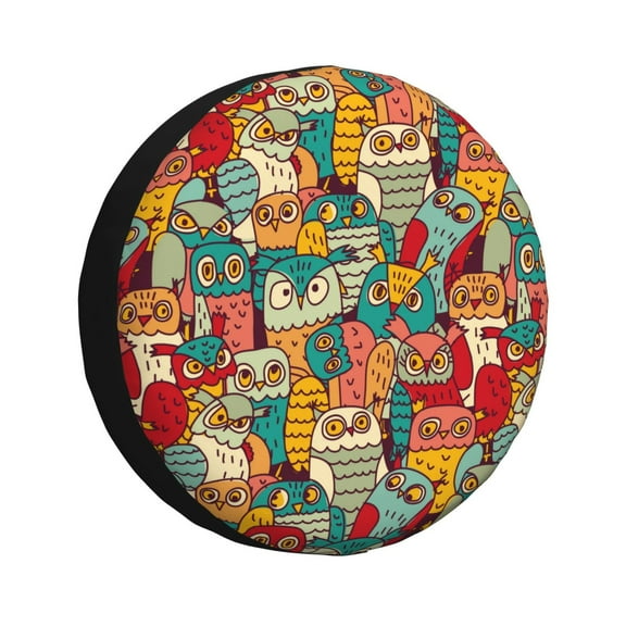 Gaeub Funny Owl Bird 14-17in Tire Cover, Spare Tire Cover, for Camper Caravan, Trailer, Car, Truck, SUV, Jeep - 14 inch