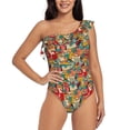 thumbnail image 1 of Gaeub Funny Owl Bird Women's One Shoulder Ruffle Tummy Control Swimwear for Swimming Surfing Beach Party - XX-Large, 1 of 8