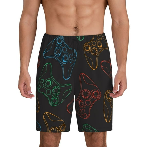 Gaeub Gamepad Joystick Game Printed Men's Short Pajama Pants, Lightweight Lounge & Sleep Bottoms Keep You Cool - X-Large