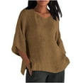 thumbnail image 1 of Summer Tee Shirts for Women Plus Size Tunic Blouses V Neck 3/4 Sleeve Tops Loose Fitted Fltter Hem T-Shirts Side Split Shirts Pure Basic T Shirts Lounge Dressy Blouse Going Out Holiday Clothes, 1 of 6